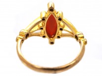 Hardstone Dancing Nymph 18ct Gold & Rose Diamond Victorian Ring