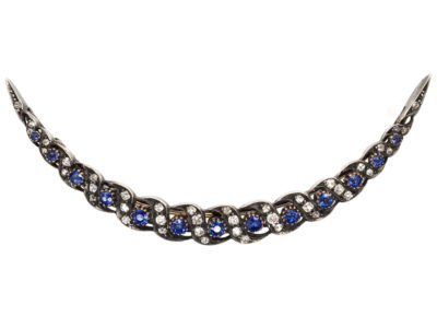 Edwardian Sapphire ​& Diamond Crescent Brooch