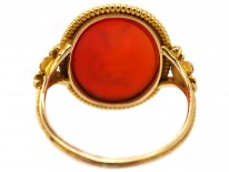 14ct Gold Carnelian Intaglio Ring of a Greek God