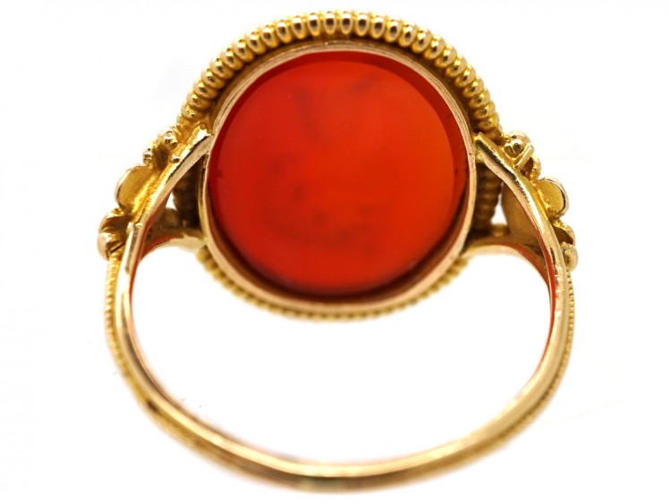 14ct Gold Carnelian Intaglio Ring of a Greek God
