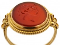 14ct Gold Carnelian Intaglio Ring of a Greek God
