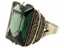 Theodor Fahrner Art Deco Silver ​& Synthetic Green Stone Ring