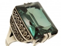 Theodor Fahrner Art Deco Silver ​& Synthetic Green Stone Ring