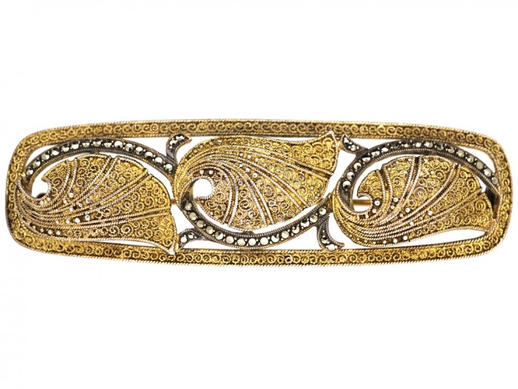 Theodor Fahrner Silver Gilt ​& Marcasite Art Deco Brooch