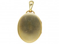 Victorian Large Oval 15ct Gold Locket Set With Three Rose Diamonds