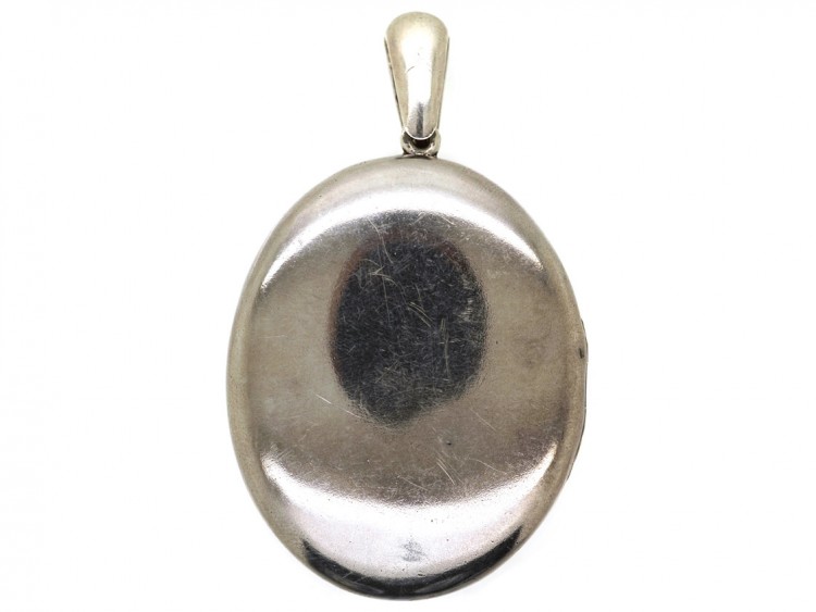 Victorian Silver Oval Locket With Overlap Detail