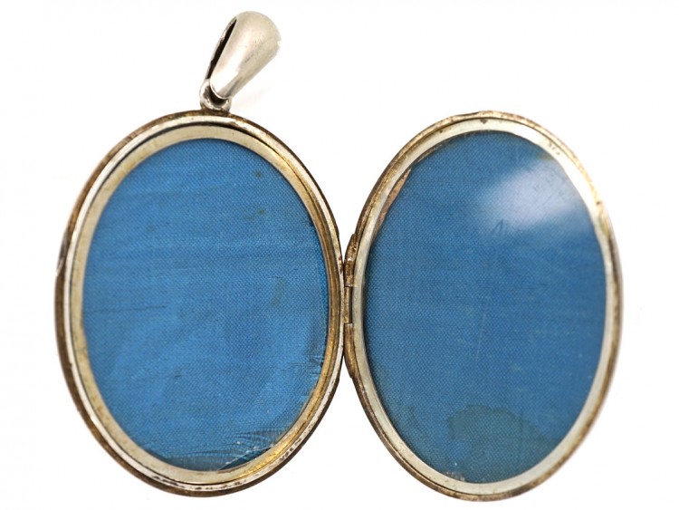 Victorian Silver Oval Locket With Overlap Detail