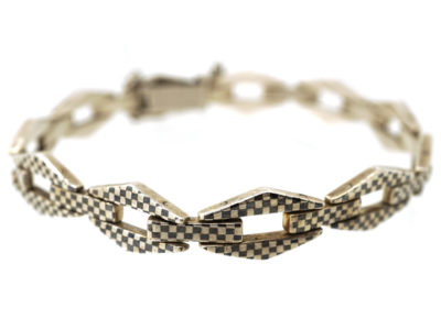 Silver ​& Niello Chequerboard Design Bracelet