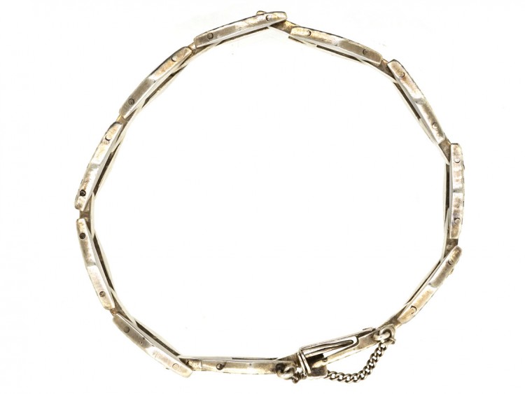 Silver ​& Niello Chequerboard Design Bracelet