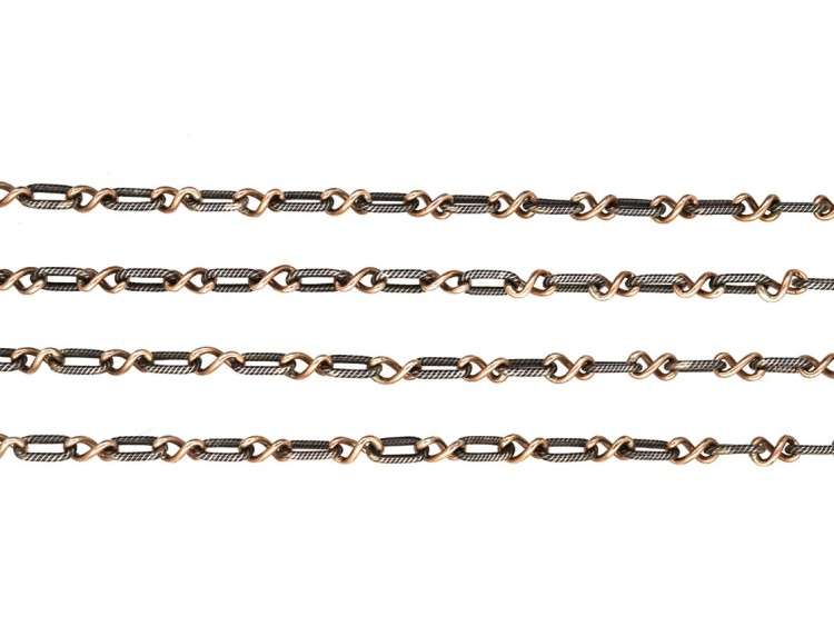 Edwardian Silver, Gold ​& Niello Chain