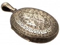 Victorian Silver Oval Locket With Ivy Leaf Detail