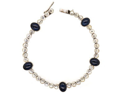 Art Deco Silver, Blue & White Paste Bracelet Art Deco Silver, Blue & White Paste Bracelet