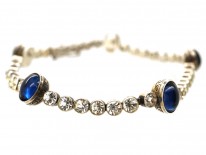 Art Deco Silver, Blue ​& White Paste Bracelet