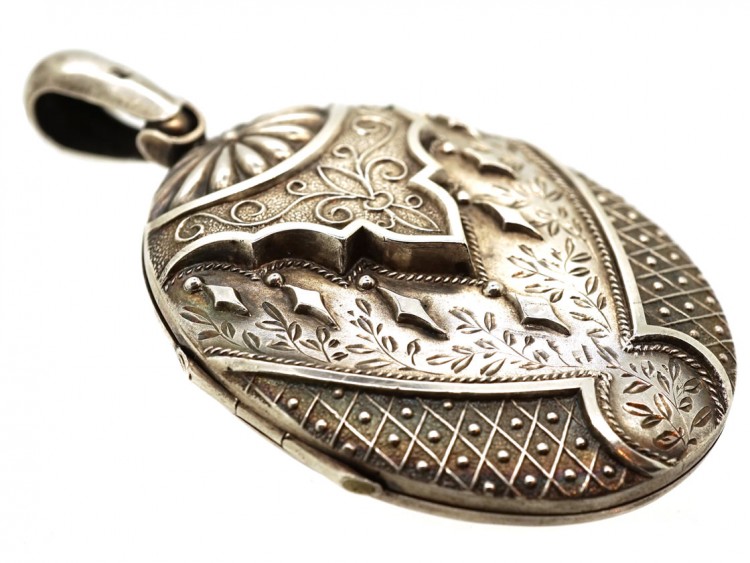 Victorian Silver Locket With Layered Detail