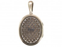 Victorian Oval Silver Locket With Diamond Detail