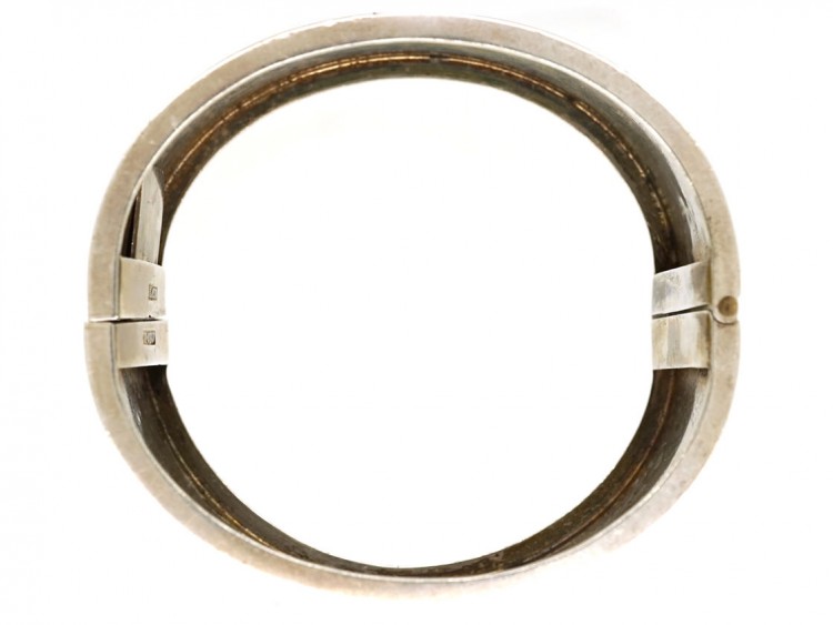 Victorian Silver Aesthetic Period Wide Bangle