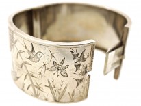 Victorian Silver Aesthetic Period Wide Bangle