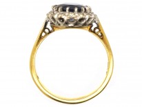 Sapphire ​& Diamond Oval Cluster Ring