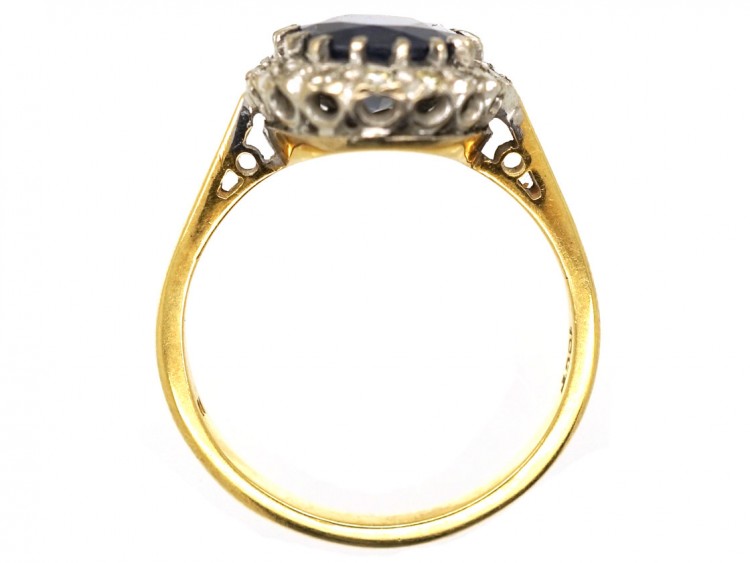 Sapphire ​& Diamond Oval Cluster Ring