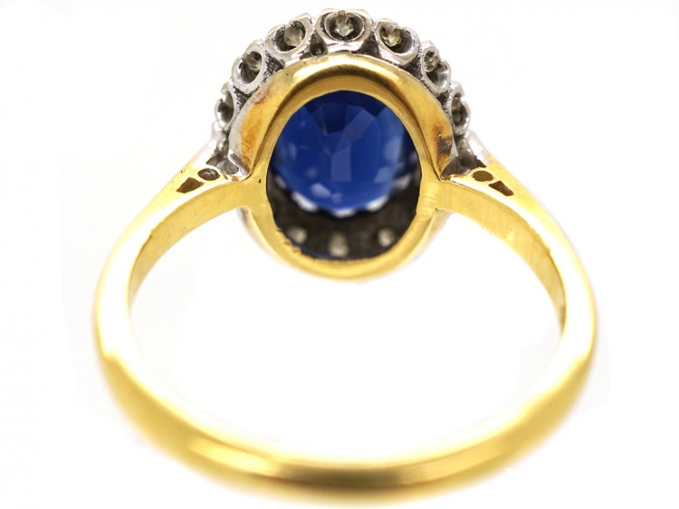 Sapphire ​& Diamond Oval Cluster Ring