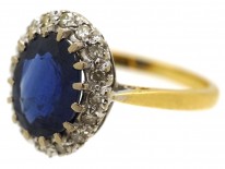 Sapphire ​& Diamond Oval Cluster Ring
