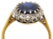 Sapphire ​& Diamond Oval Cluster Ring