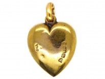 Edwardian 15ct Gold Sapphire ​& Diamond Heart Shaped Pendant