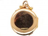 Edwardian 9ct Gold Round Locket With Buckle Motif