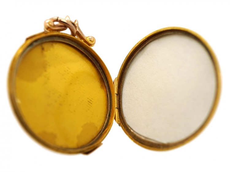 Edwardian 9ct Gold Round Locket With Buckle Motif