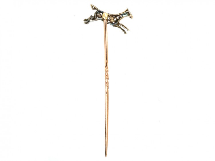 Edwardian Diamond Set Stick Pin of a Galloping Horse