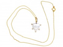 Edwardian Moonstone ​& Diamond Heart Pendant On Gold Chain