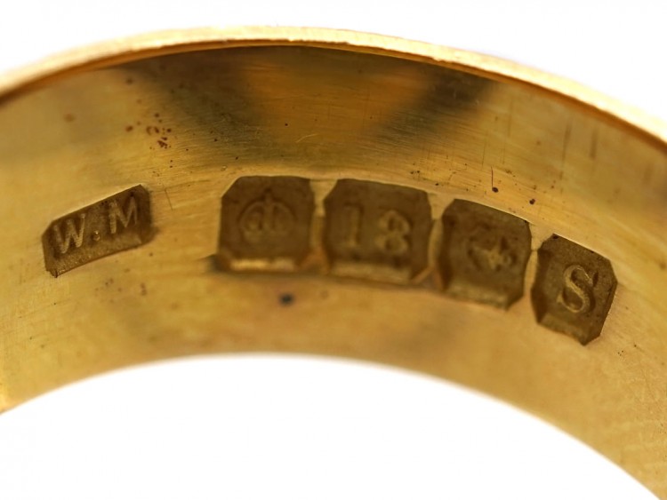 18ct Gold Wedding Band with Ivy Leaf Decoration