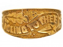 Victorian 18ct Gold Wedding Band with 'I Cling To Thee' Within Oak ​& Ivy Leaves