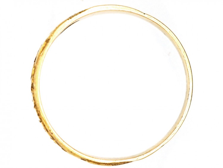 Victorian 18ct Gold Wedding Band with 'I Cling To Thee' Within Oak ​& Ivy Leaves
