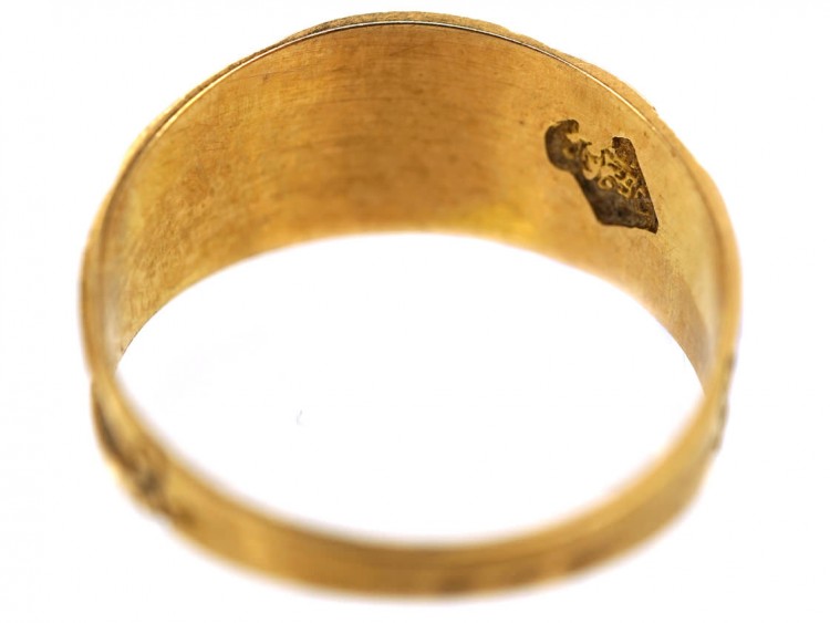 Victorian 18ct Gold Wedding Band with 'I Cling To Thee' Within Oak ​& Ivy Leaves