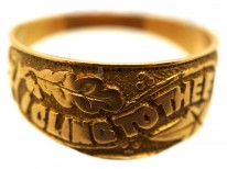 Victorian 18ct Gold Wedding Band with 'I Cling To Thee' Within Oak ​& Ivy Leaves