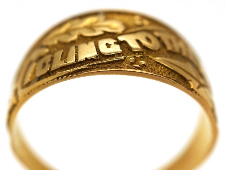 Victorian 18ct Gold Wedding Band with 'I Cling To Thee' Within Oak ​& Ivy Leaves