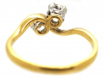 Edwardian 18ct Gold ​& Platinum, Two Stone Diamond Crossover Ring