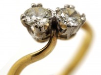 Edwardian 18ct Gold ​& Platinum, Two Stone Diamond Crossover Ring