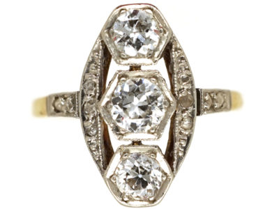 Art Deco Three Stone Diamond Ring
