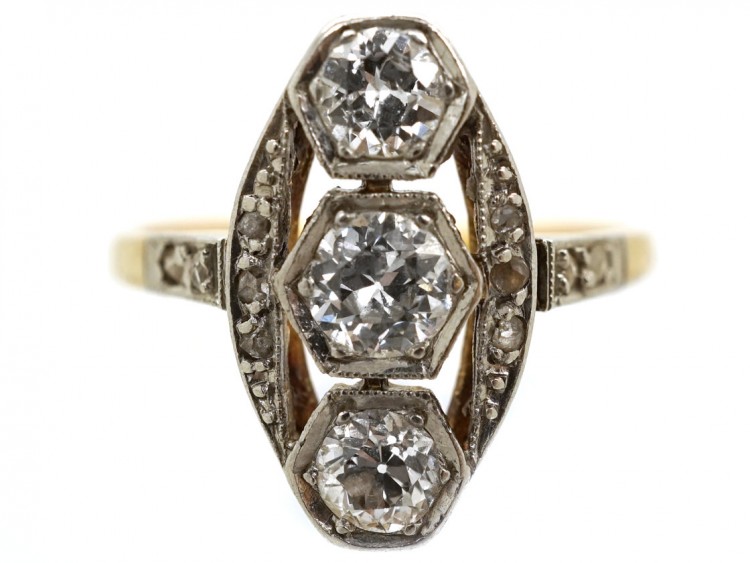 Art Deco Three Stone Diamond Ring