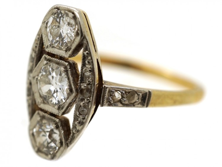 Art Deco Three Stone Diamond Ring
