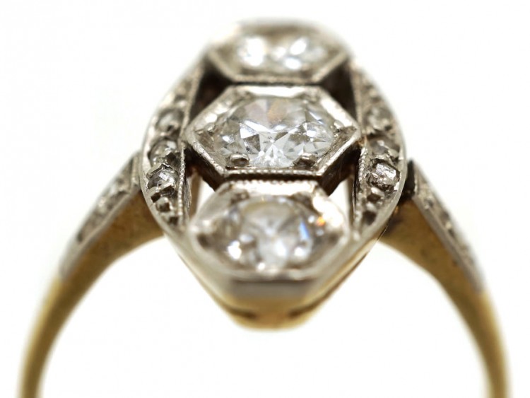 Art Deco Three Stone Diamond Ring