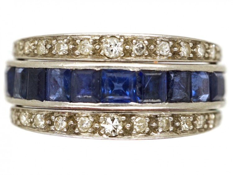 Art Deco Platinum, Ruby, Sapphire ​& Diamond Flipover Ring