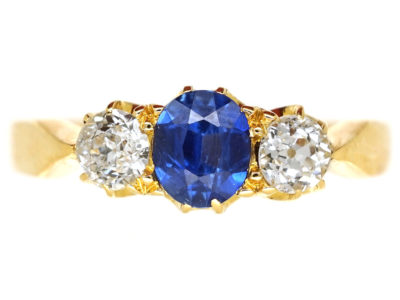 Edwardian Sapphire ​& Diamond Three Stone Ring