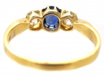 Edwardian Sapphire ​& Diamond Three Stone Ring