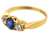 Edwardian Sapphire ​& Diamond Three Stone Ring
