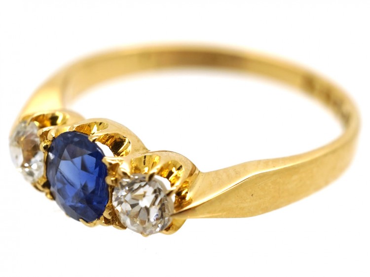 Edwardian Sapphire ​& Diamond Three Stone Ring