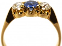 Edwardian Sapphire ​& Diamond Three Stone Ring