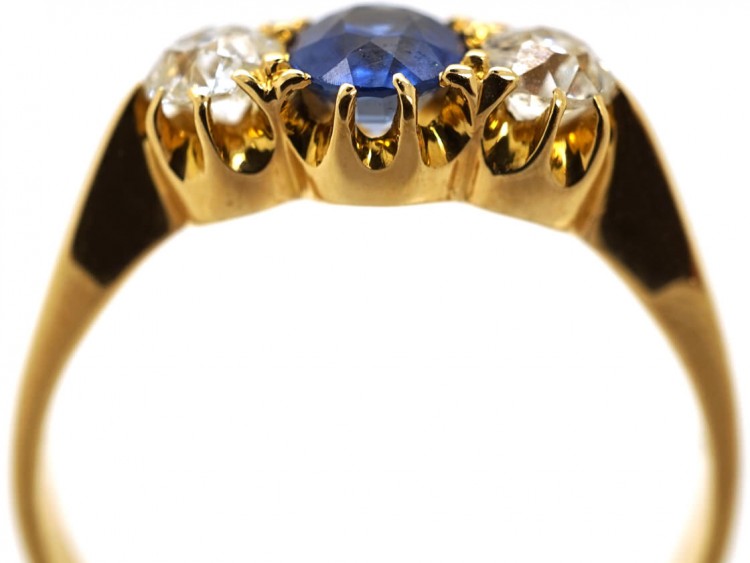 Edwardian Sapphire ​& Diamond Three Stone Ring